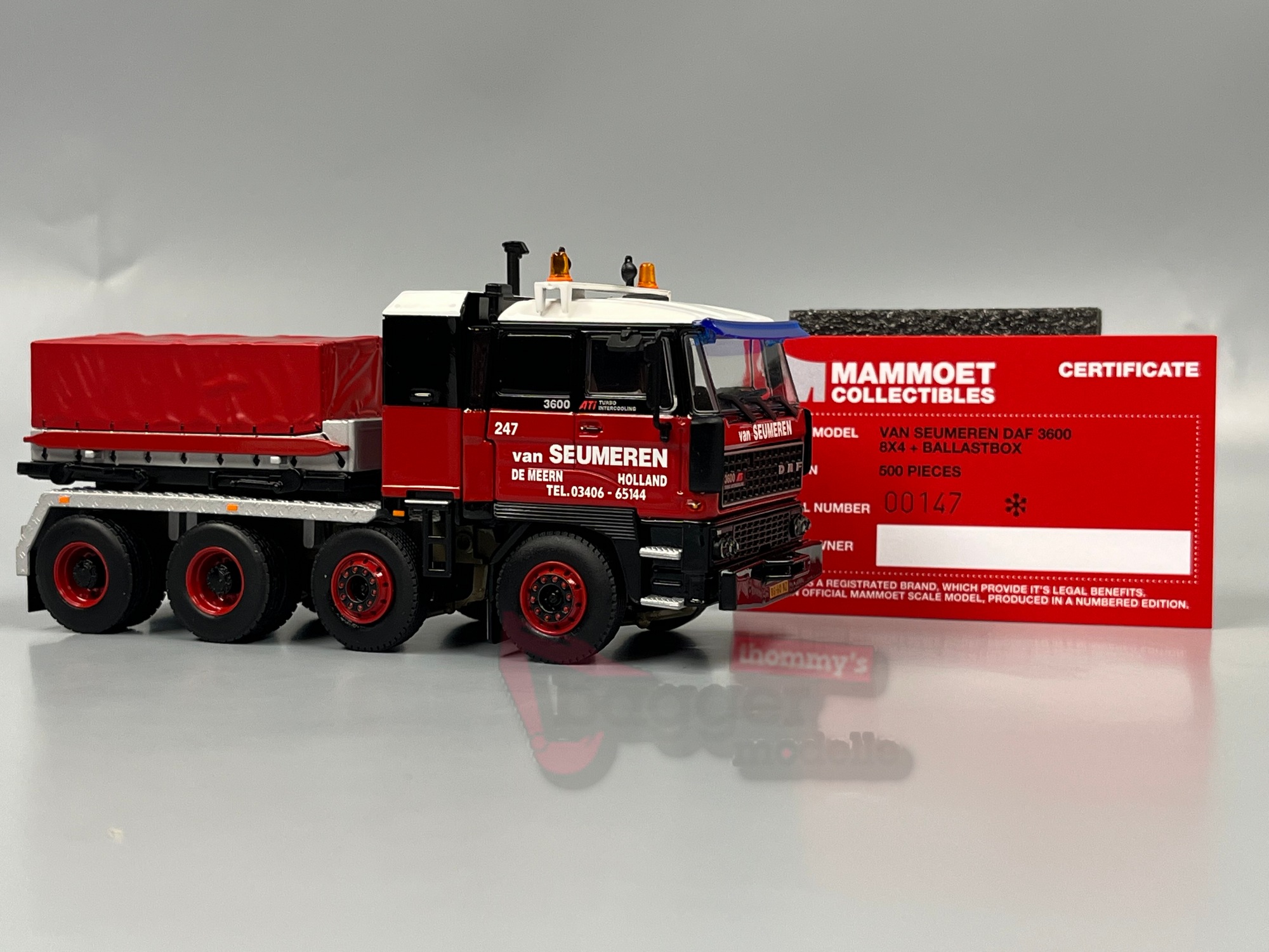 410308 - WSI - DAF 3600 8x4 4achs Zugmaschine mit Ballastpritsche - Van Seumeren
